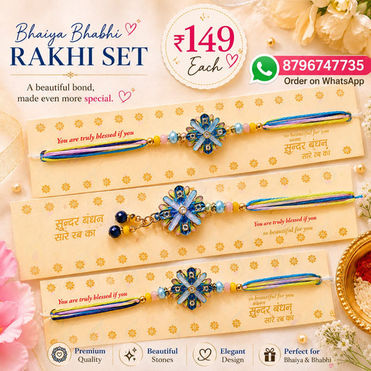 ✨Premium Bhaiya Bhabhi Designer Rakhi Set ✨